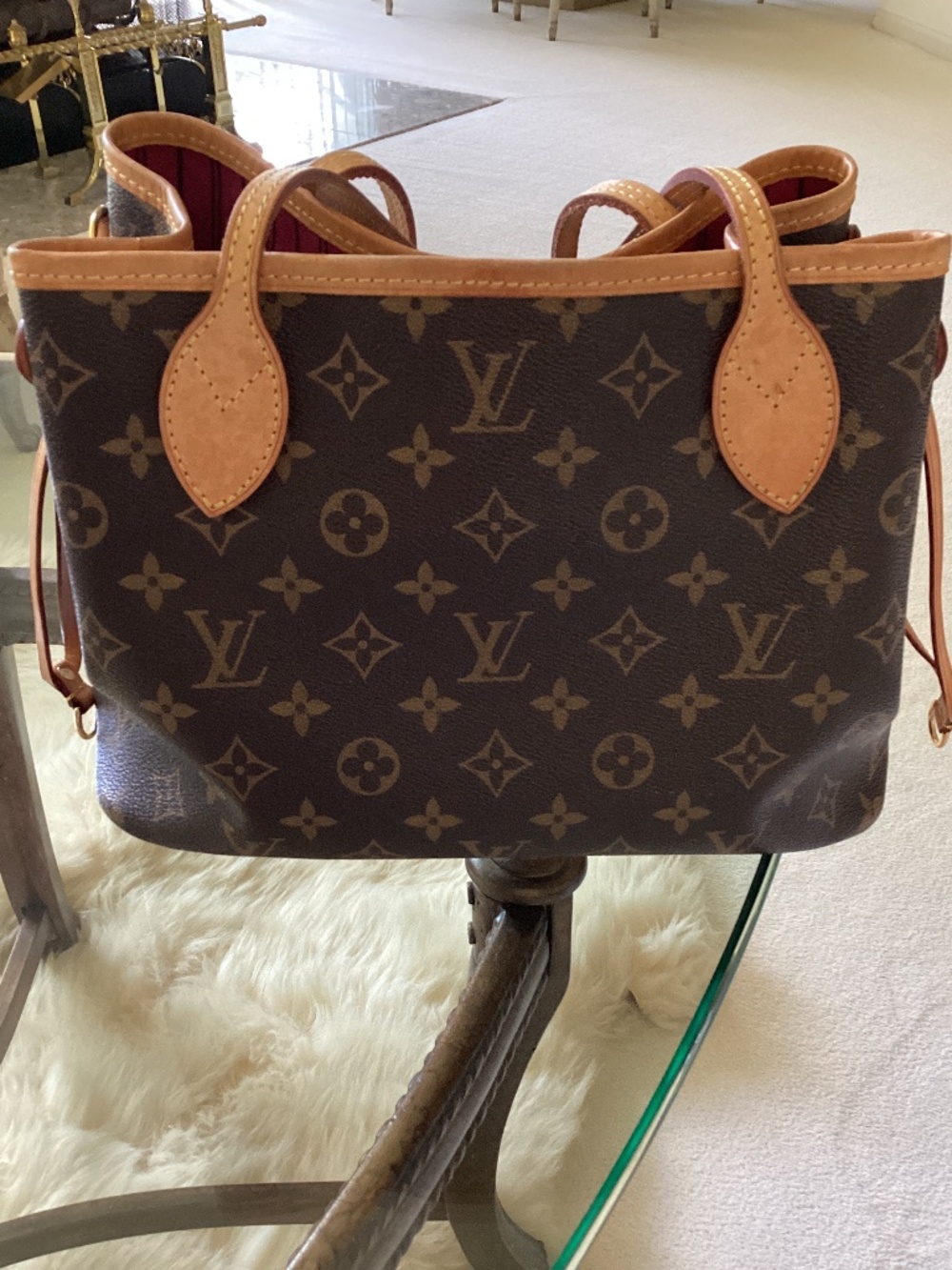 Great Monogram Louis Vuitton Neverfull with Pink Canvas Lining
